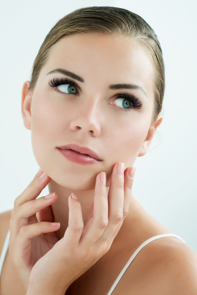 Beauty Model with  Perfect Fresh Skin and Long Eyelashes.  - Photo, image