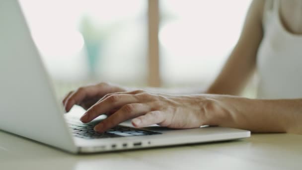 hands of woman working on a laptop - Video, Çekim