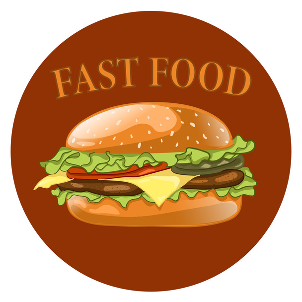 Burger. Cheeseburger vector illustration. Hamburger icon. Fast food concept.  - Vektor, kép