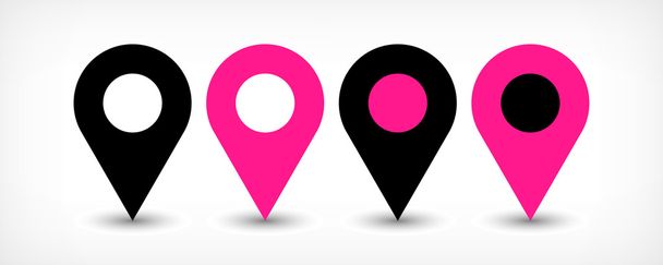 Pink lapos Térkép PIN jel helyét ikont árnyék - Vektor, kép