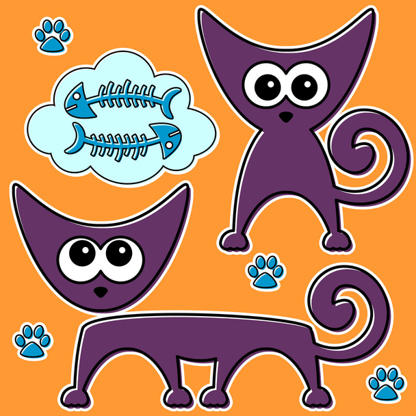 Cute funny cat illustration - Vector, afbeelding