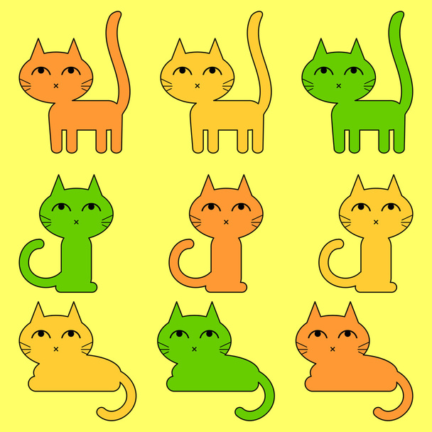 Lindo gato infantil dibujo conjunto
 - Vector, Imagen