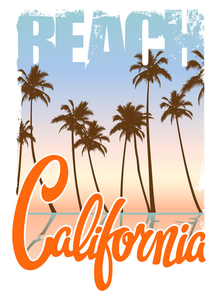 Praia da Califórnia T-shirt Impressão
 - Vetor, Imagem