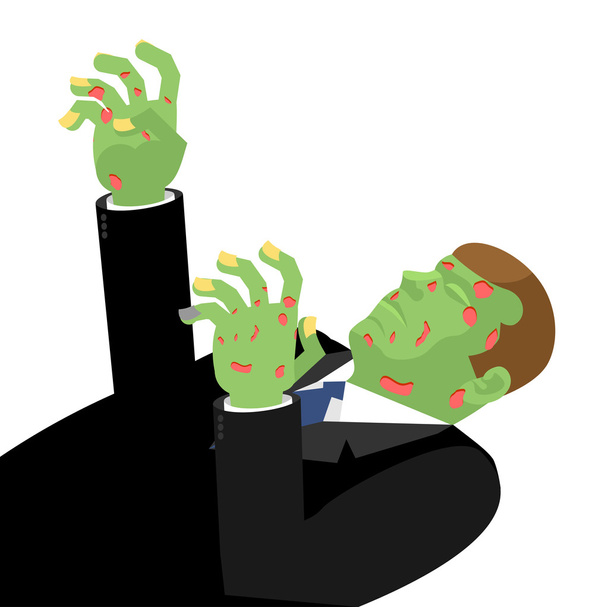 Zombie mit ausgestreckten Händen isoliert. Grün ist tot. Kadavero - Vektor, Bild