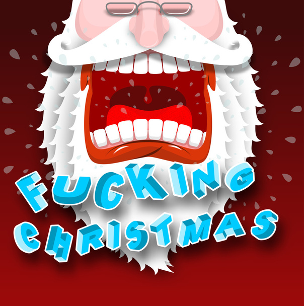 Bad Santa Claus křičí, zasraný Vánoce. Agresivní děda - Vektor, obrázek