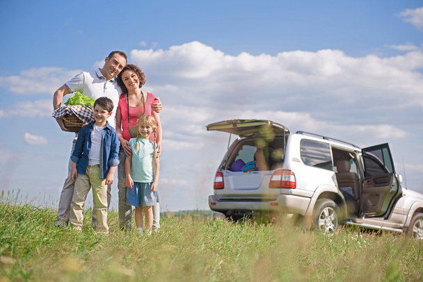 Happy family enjoying road trip and summer vacation - Foto, Imagem