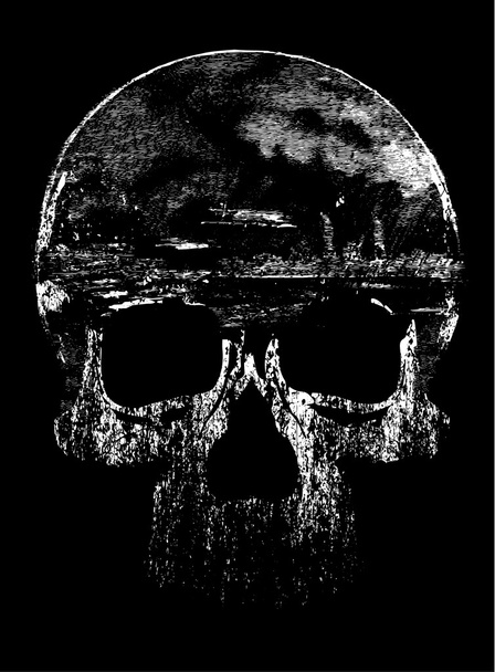 Skull T shirt Graphic Design - Vetor, Imagem