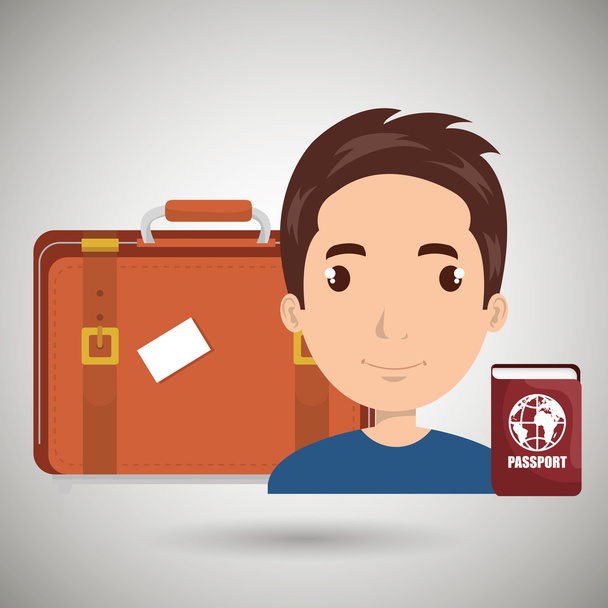 woman bag passport travel - Vector, Image