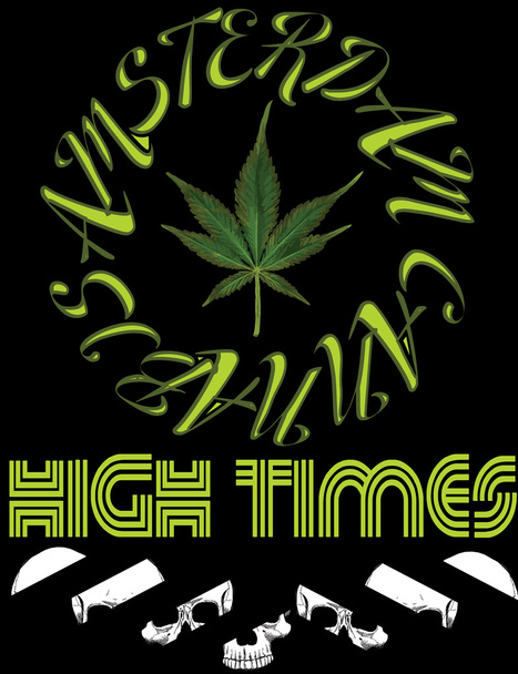 Vector emblem icon marijuana. High Times typography Hemp logo il - Vector, Image