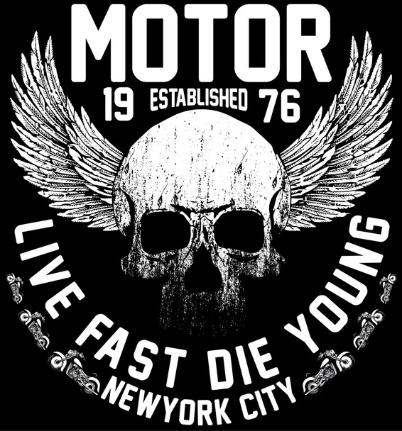New york riders motorcycle club tee graphic design - Vector, Image