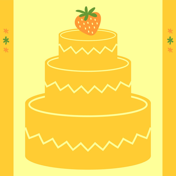 Greeting card with big cake - Vector, Image