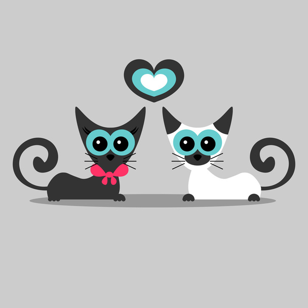Two cute cats valentine card - Vektori, kuva