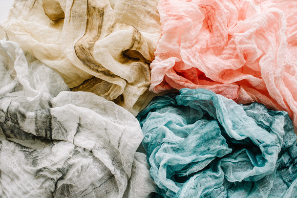 パステル カラーのシフォン織物 - 写真・画像