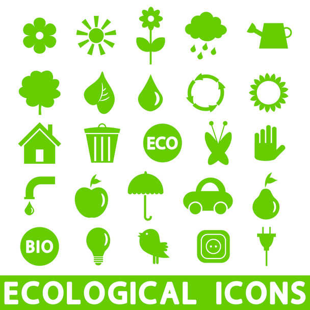 A set of green ecological icons - Vettoriali, immagini