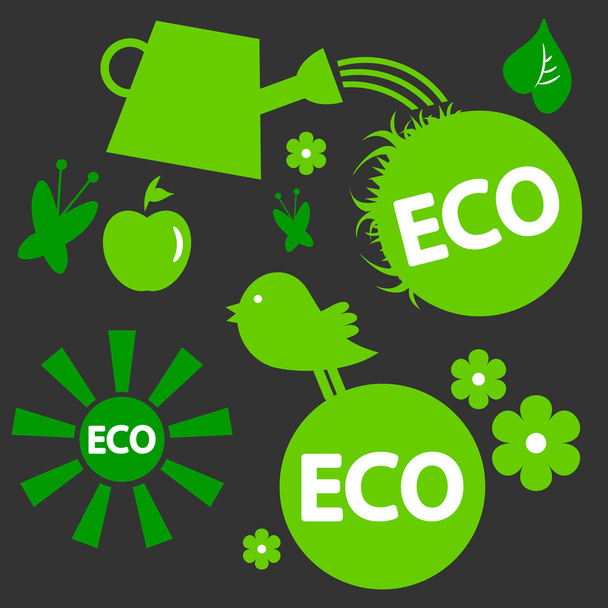 A set of ecological green elements - Vettoriali, immagini