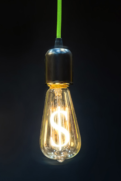 Money making idea. Light bulb with Dollar symbol. - Фото, изображение