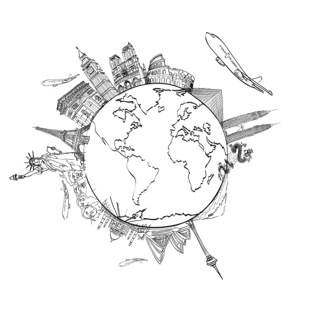 малюнок мрії подорожі по світу на дошці
 - Фото, зображення