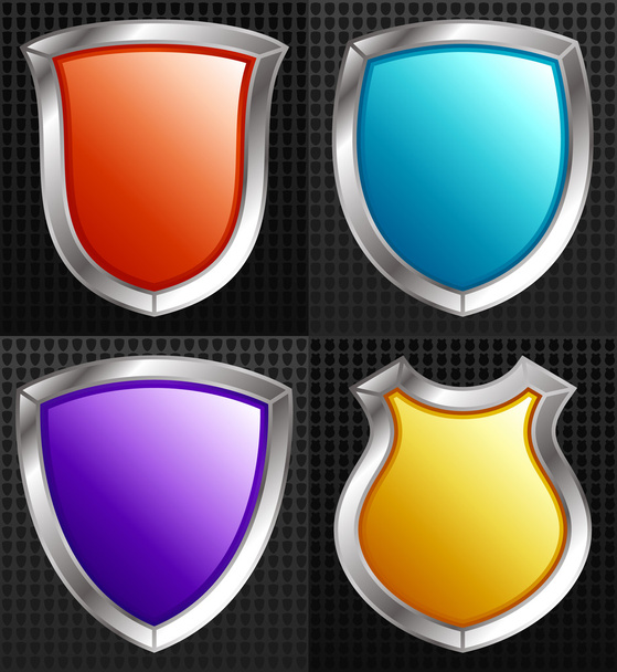 Set of 4 Silver Framed Shields  - Vecteur, image