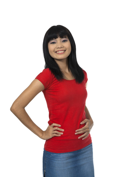 Woman In Red Shirt - Foto, Imagem