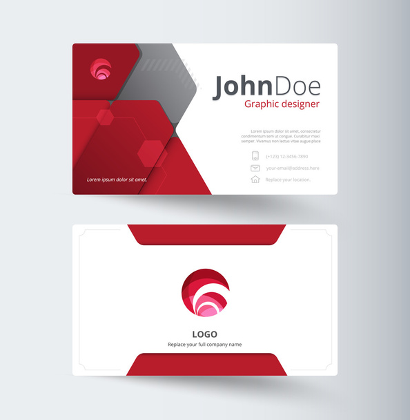 Red abstract business contact card template design. abstract bac - Vector, Image