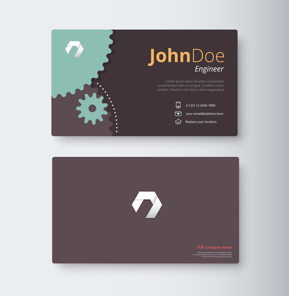 Engineer business card template. gear business card. vector stoc - Vector, Image