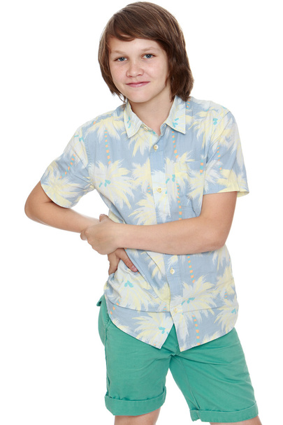 Portrait of a young man in  shirt with short sleeves - Foto, afbeelding