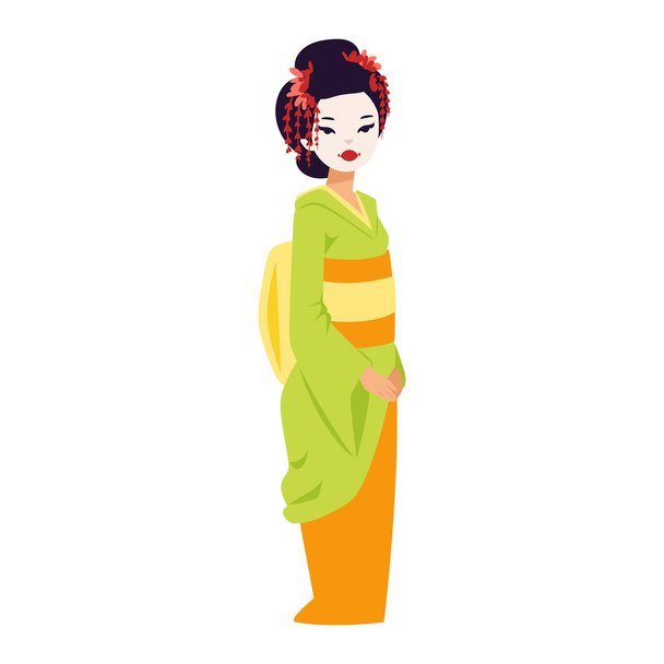 Vector set van Japanse geisha meisjes. - Vector, afbeelding
