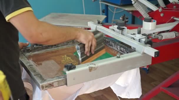 Screen printing manufacturing on t-shirts - Footage, Video