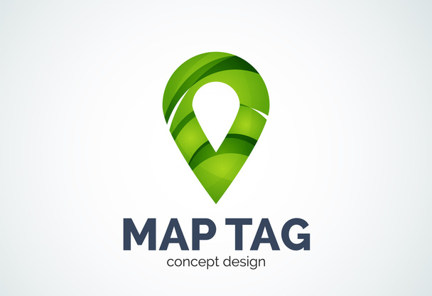 Abstract business company map tag or locator logo template, navigation pointer concept - Vector, Image