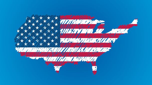 Флаг США на карте
 - Вектор,изображение