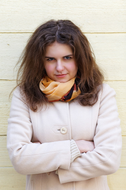 portrait of a girl close-up with a malicious expression - Фото, зображення