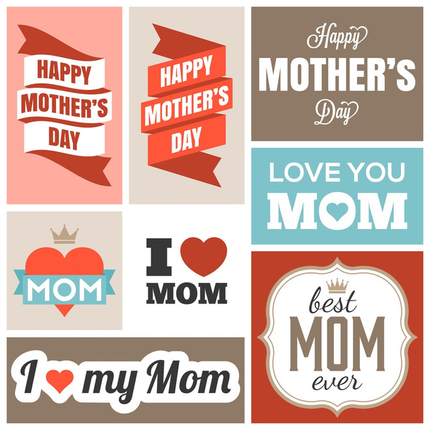 happy mother's day headline, flat design - Vettoriali, immagini