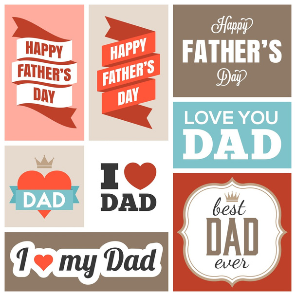 happy father day headline and banner, flat design - Vettoriali, immagini