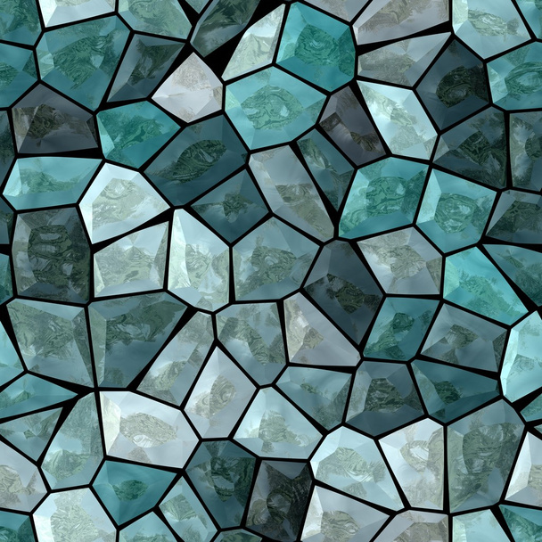 mavi ve turkuaz mermer düzensiz plastik taşlı mozaik Dikişsiz desen doku arka plan beyaz harç ile - Fotoğraf, Görsel