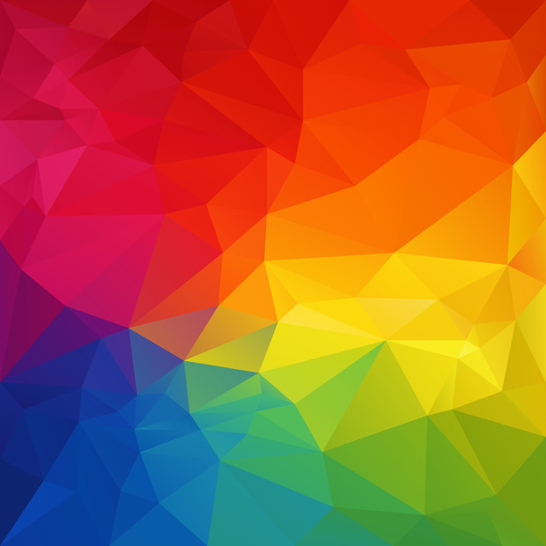 フルカラー スペクトル虹色の三角形のパターンを持つベクトル不規則な多角形の抽象的な背景 - ベクター画像