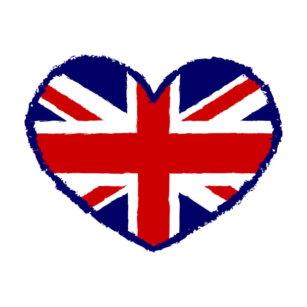 British flag t shirt typography graphics heart - Vector, Image