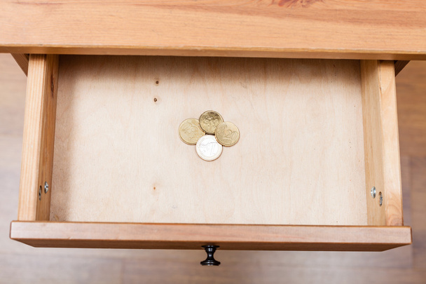 Açık çekmece olarak euro cent sikke yığını - Fotoğraf, Görsel