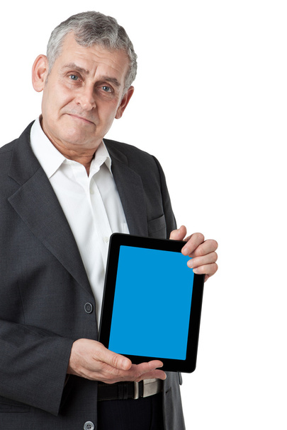 hombre de negocios con PC tableta moderna, almohadilla táctil, teléfono inteligente
 - Foto, Imagen