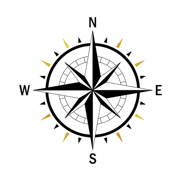 gold black compass - Vector, Image