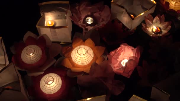 Πλωτή Lotus λουλούδι χαρτί λυχνοστατών για το νερό - Πλάνα, βίντεο