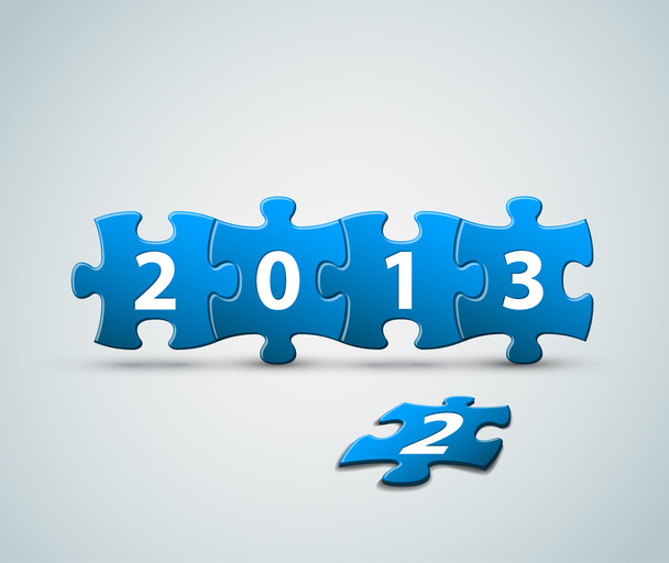 New Year 2013 card made from puzzle pieces - Vector, Image