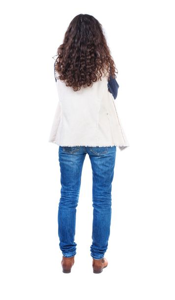 back view of standing young beautiful  woman - Foto, Imagem