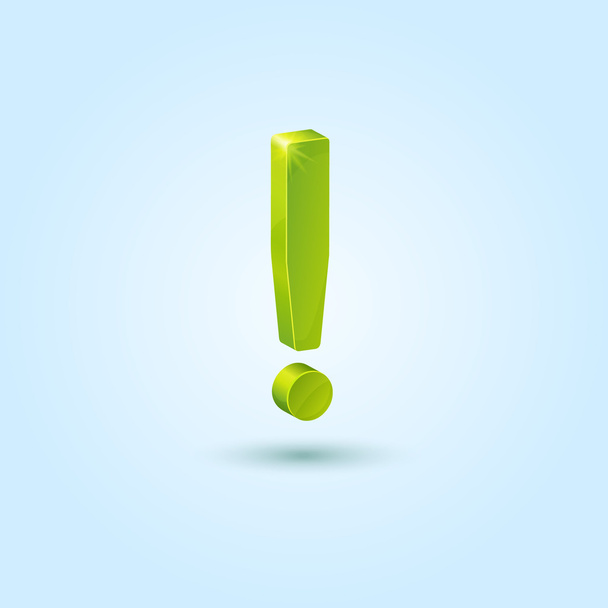 Green exclamation mark isolated on blue background - Vector, Image