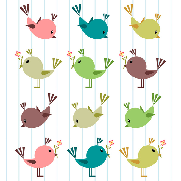 A set of cute birds - Vektor, obrázek