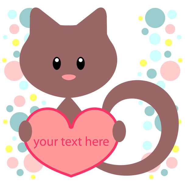 Kitten with heart card - Vettoriali, immagini