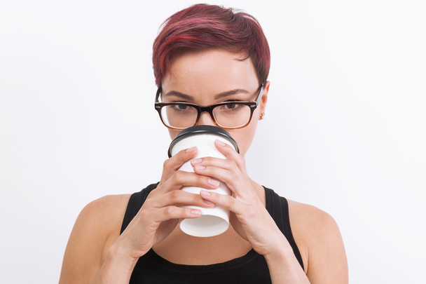 Girl with cup of coffee - Фото, зображення