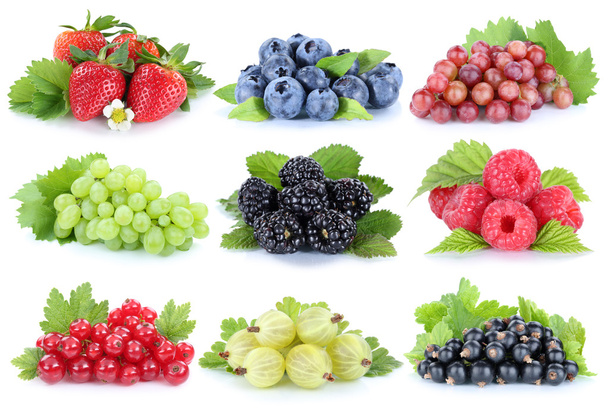 Bogyó, bogyók szőlő földieper áfonyák gyűjteménye gyü - Fotó, kép