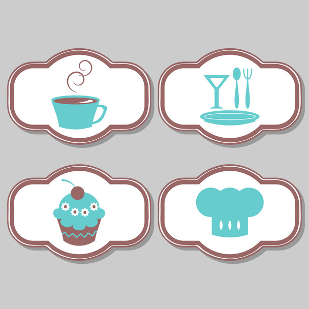 A set of cute elements for restaurant - Vector, Imagen