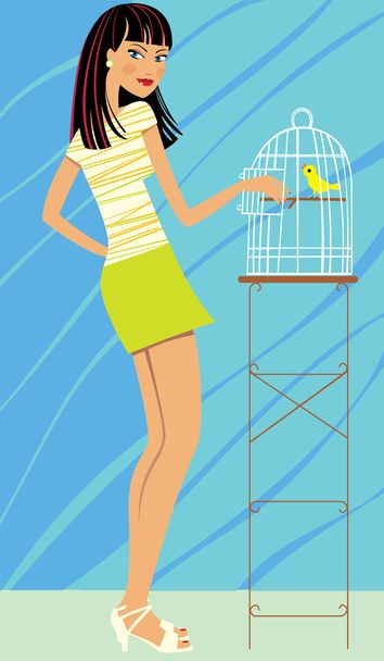 La chica con un canario
 - Vector, Imagen