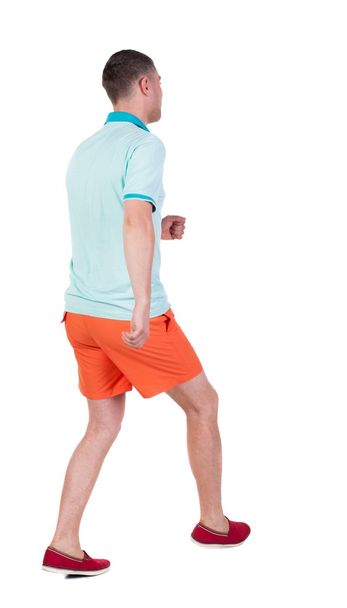 Back view of running sportsman. - Фото, изображение